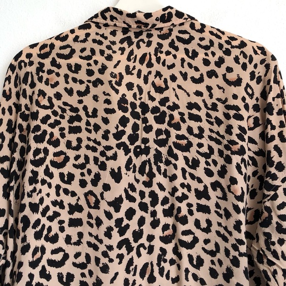 & Other Stories Tan Brown / Black Leopard Print Button Up Shirt Top Size US 4 - Picture 6 of 10